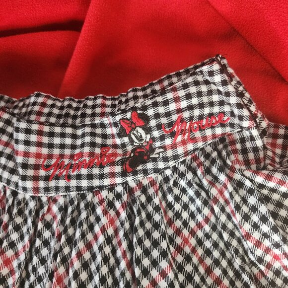 H&M x Disney Black Red White Minnie Mouse Embroid Plaid Adj Waist Pleat Skirt 2Y - Picture 11 of 16
